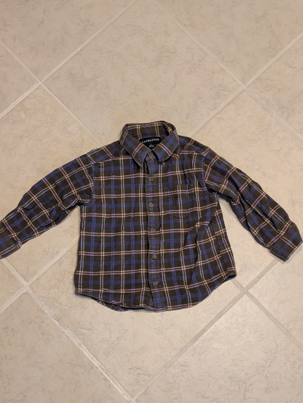 Lands' End Boys' Plaid Button-Down Shirt